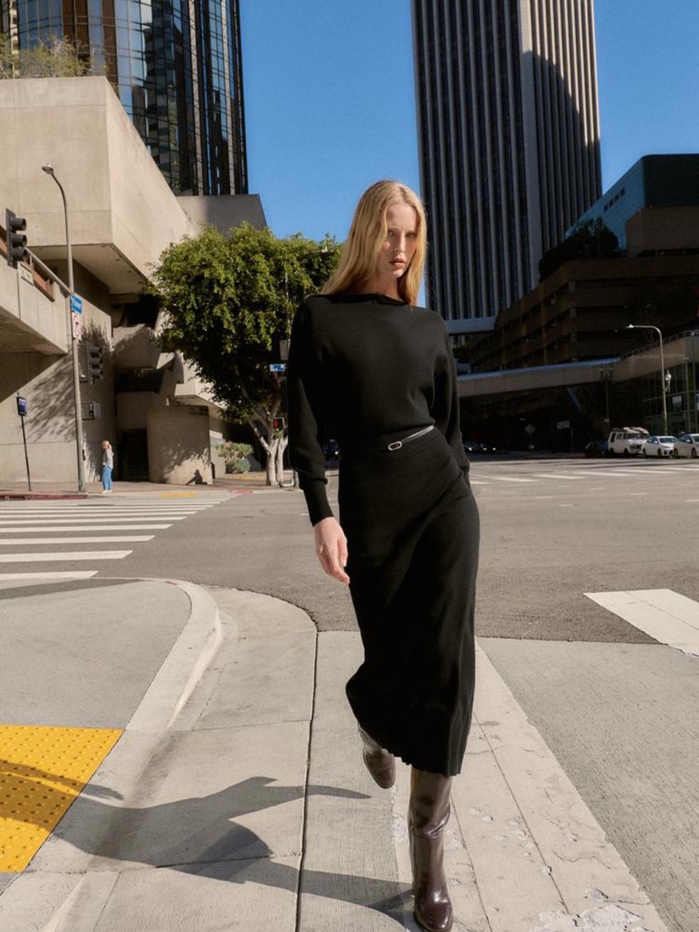 Zara Black Maxi Dress — Minimal Long-Sleeve Silhouette